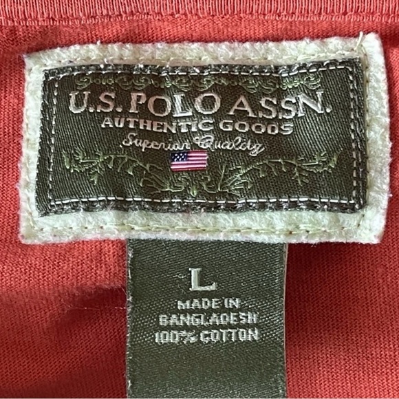 US Polo‎ Women's Hooded T-Shirt Size L Rust Colored 100% Cotton Birds Hearts - Picture 8 of 8